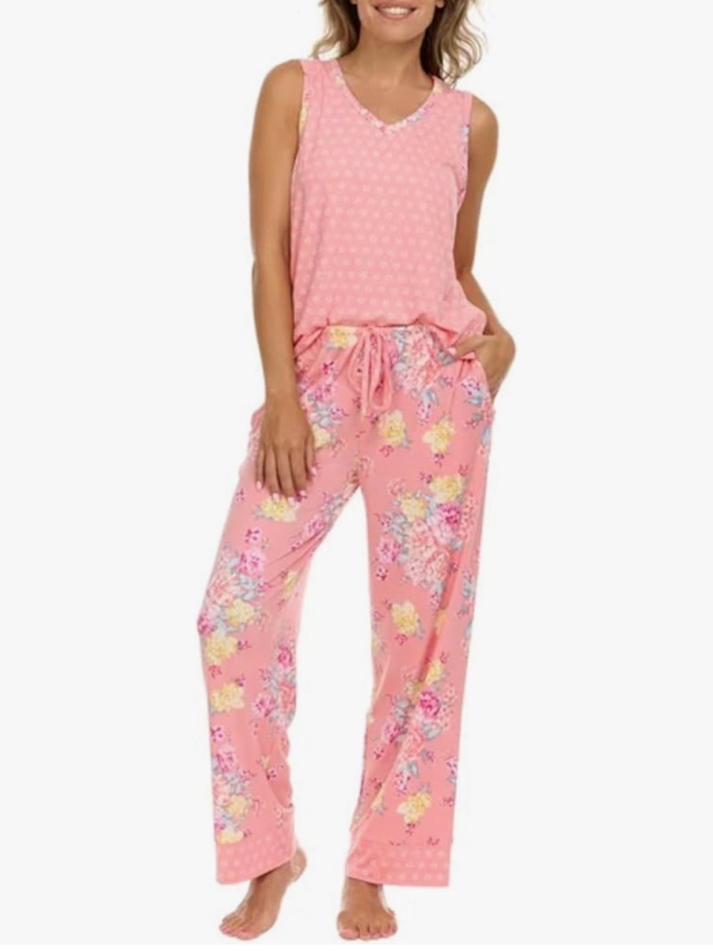 Flora Nikrooz Pink Floral Three-Piece Pajama Set - Picture 2 of 6